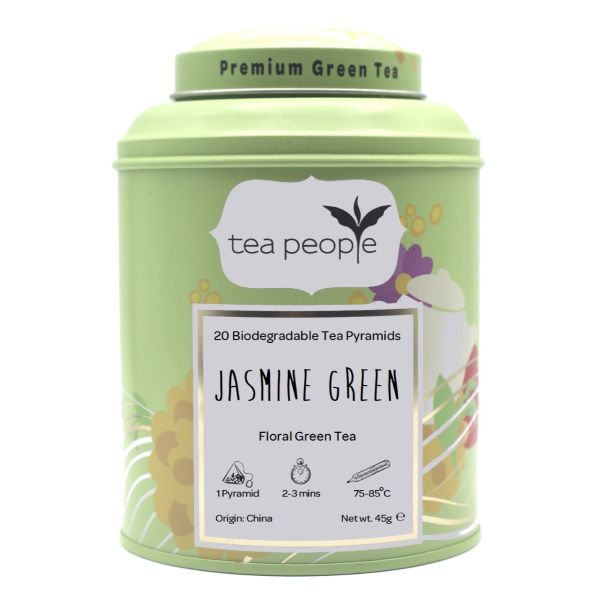 Jasmine Green - Green Tea Pyramids - 20 Pyramid Tin Caddy