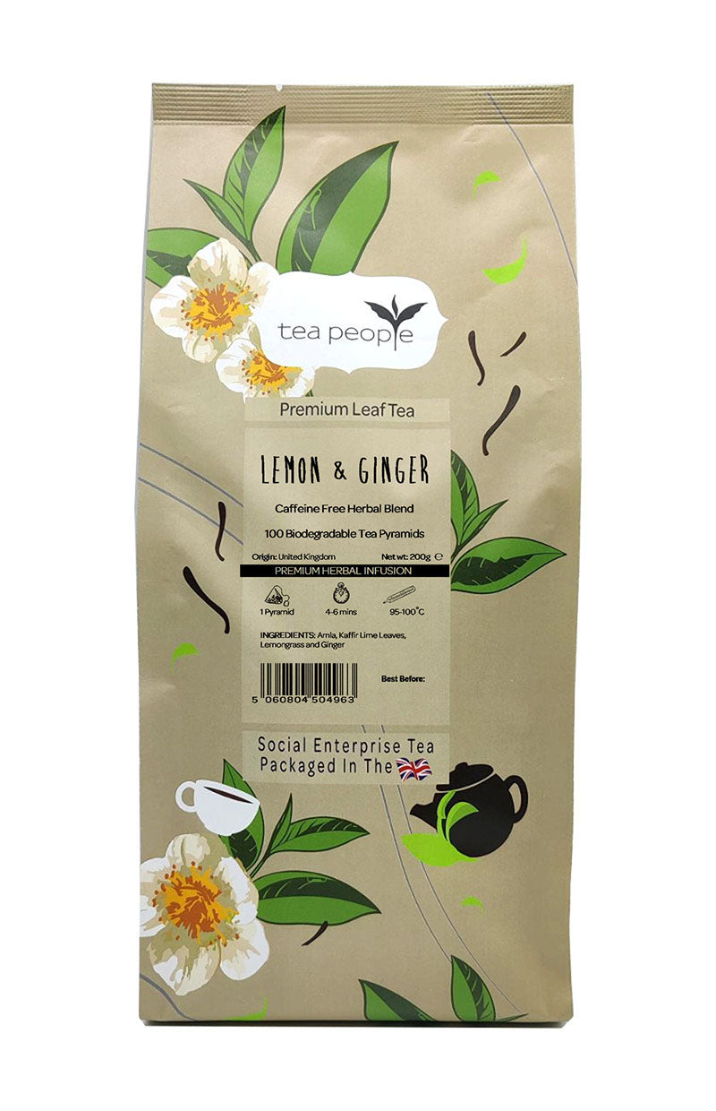 Lemon And Ginger - Herbal Tea Pyramids - 100 Pyramid Small Catering Pack