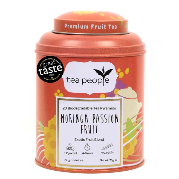 Moringa Passion Fruit - Fruit Tea Pyramids - 20 Pyramid Tin Caddy