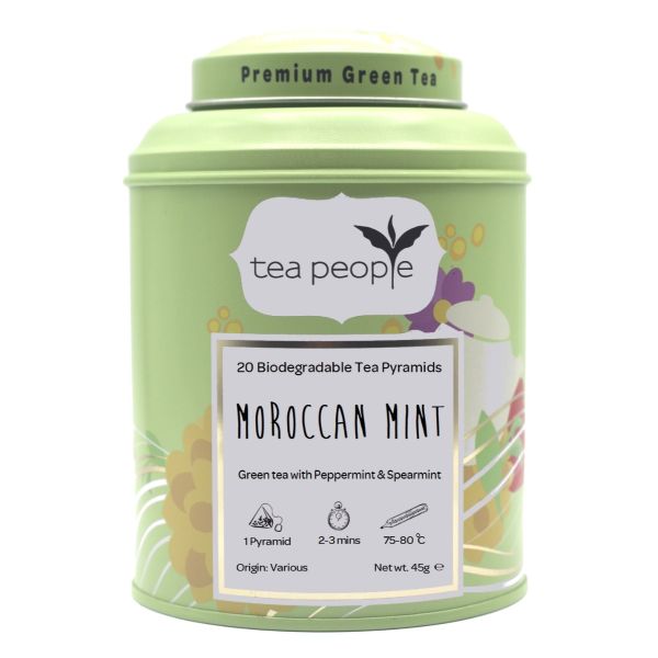 Moroccan Mint - Green Tea Pyramids - 20 Pyramid Tin Caddy