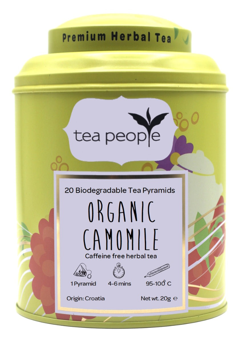 Organic Camomile - Herbal Tea Pyramids - 20 Pyramid Tin Caddy
