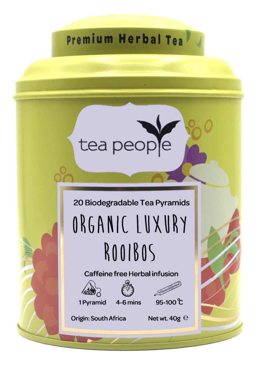 Organic Luxury Rooibos - Herbal Tea Pyramids - 20 Pyramid Tin Caddy