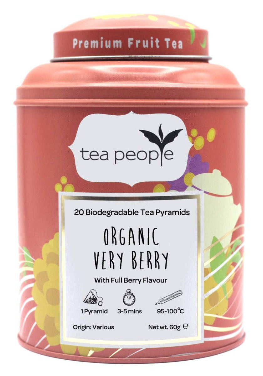 Organic Very Berry - Fruit Tea Pyramids - 20 Pyramid Tin Caddy