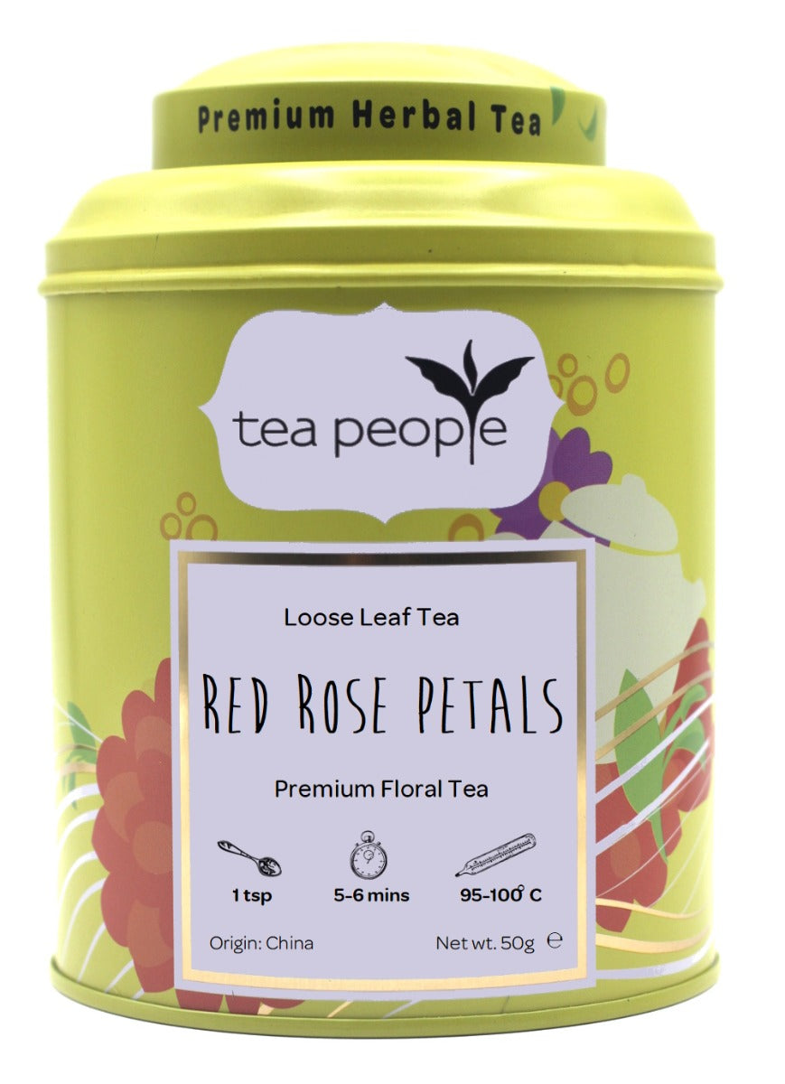 Red Rose Petals - Loose Herbal Tea - 50g Tin caddy