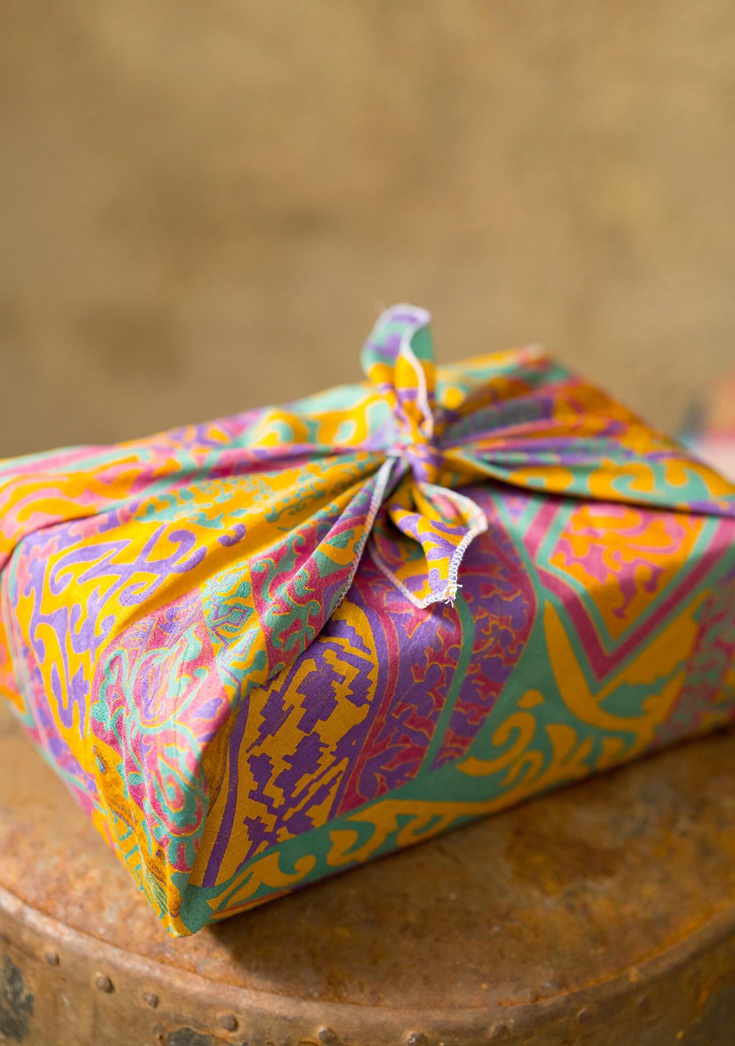 4 Recycled Sari Furoshiki Gift Wrap