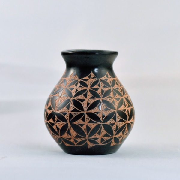 Mini Ceramic Vase - black patterned