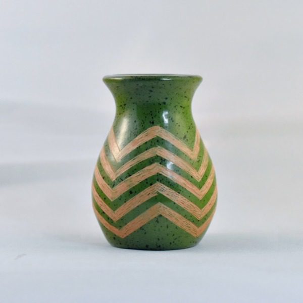 Mini Ceramic Vase - green chevron