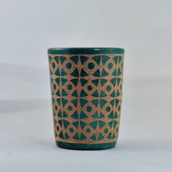 Mini Ceramic Vase - teal cup shape