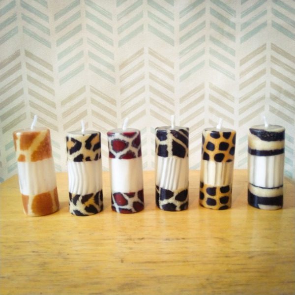 Mini Dinner Candle Sets - bamboo and animal prints