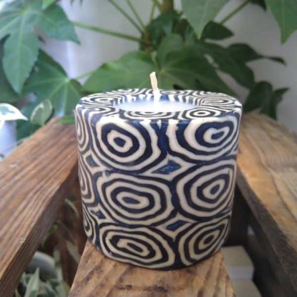 Mini Pillar Candles - geometric swirl