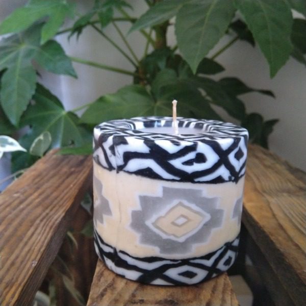 Mini Pillar Candles - geometric pattern