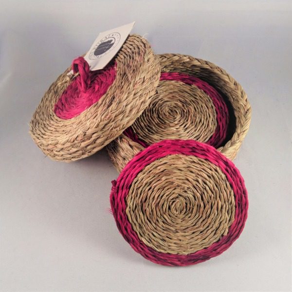 Woven Coasters - 6 Piece Gift Sets - red trim