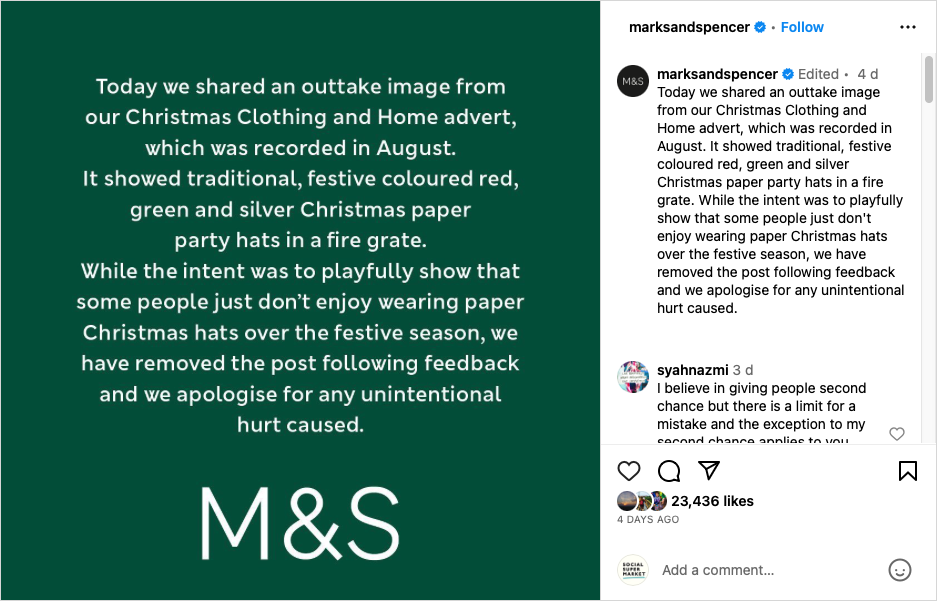 M&S post Christmas