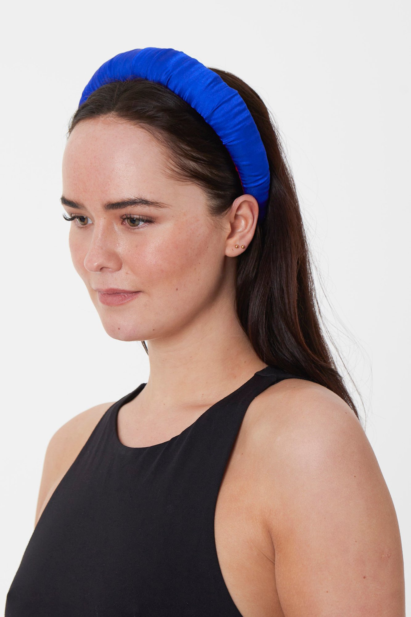 Cobalt Silk Satin Padded Headband