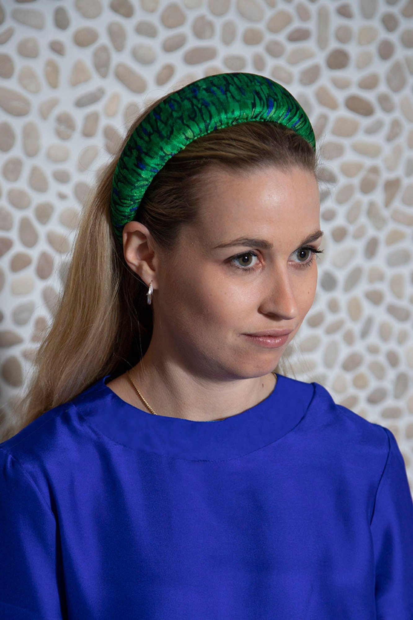 Flecked Emerald Velvet Padded Headband