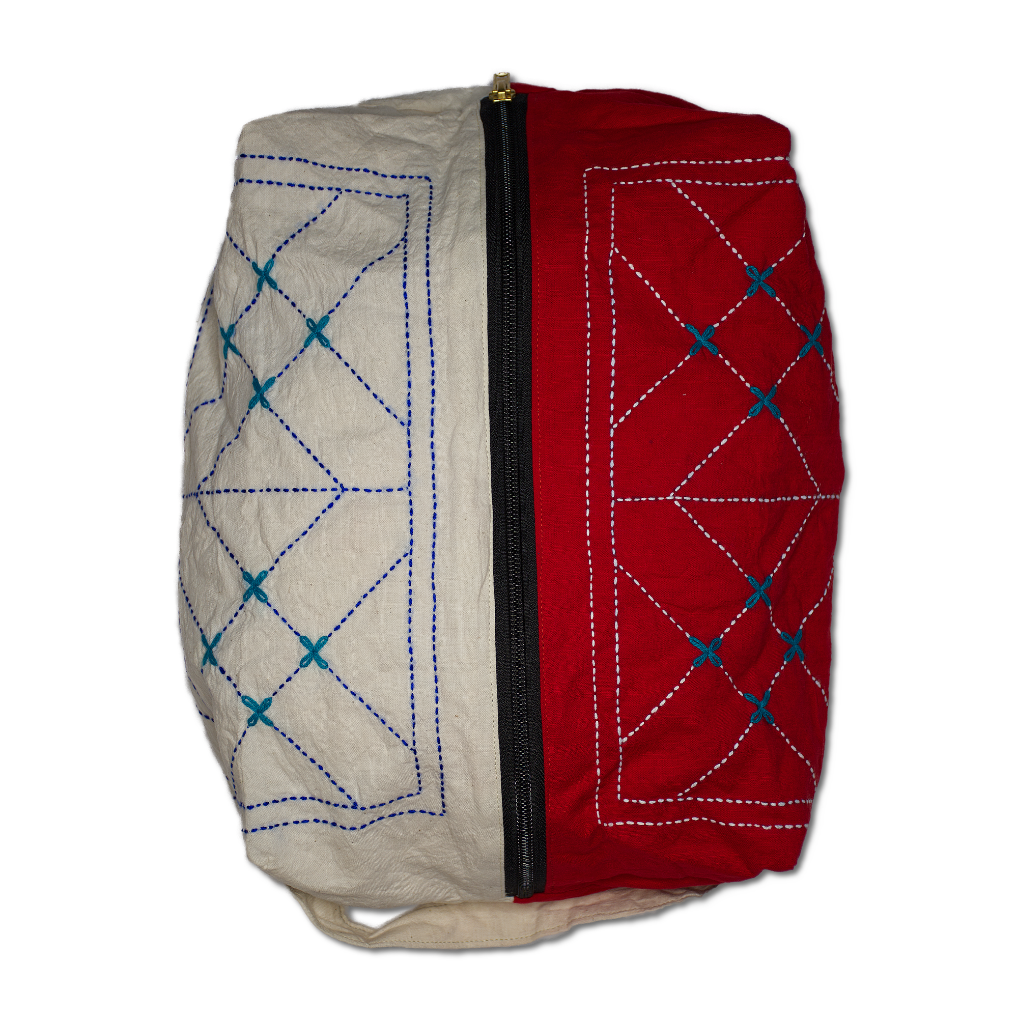Pouch Bags - Kurigram (geometric) Design - Sumi (Red) / Asfara (White)