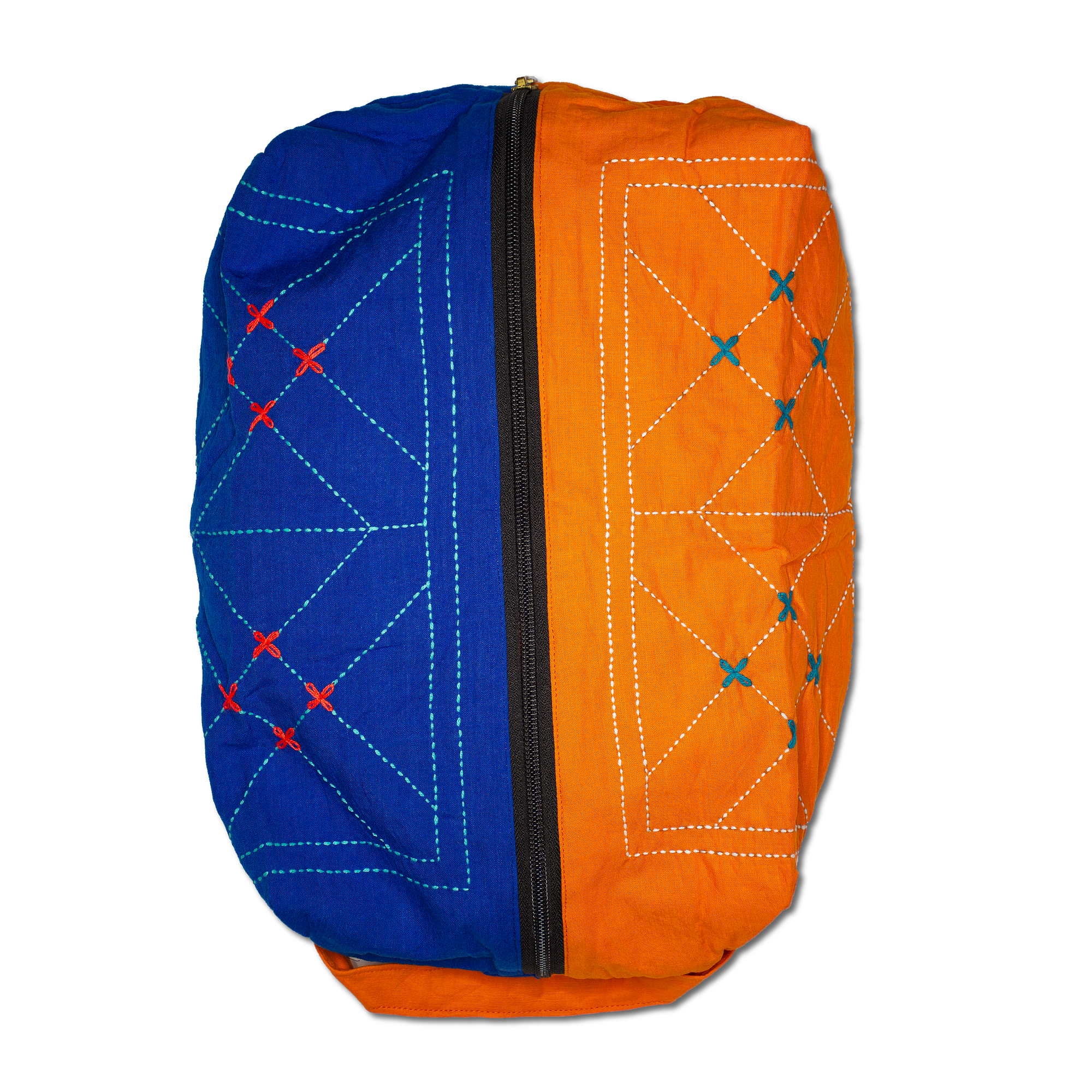 Pouch Bags - Kurigram (geometric) Design - Suraiya (Blue) / Asif (Orange)
