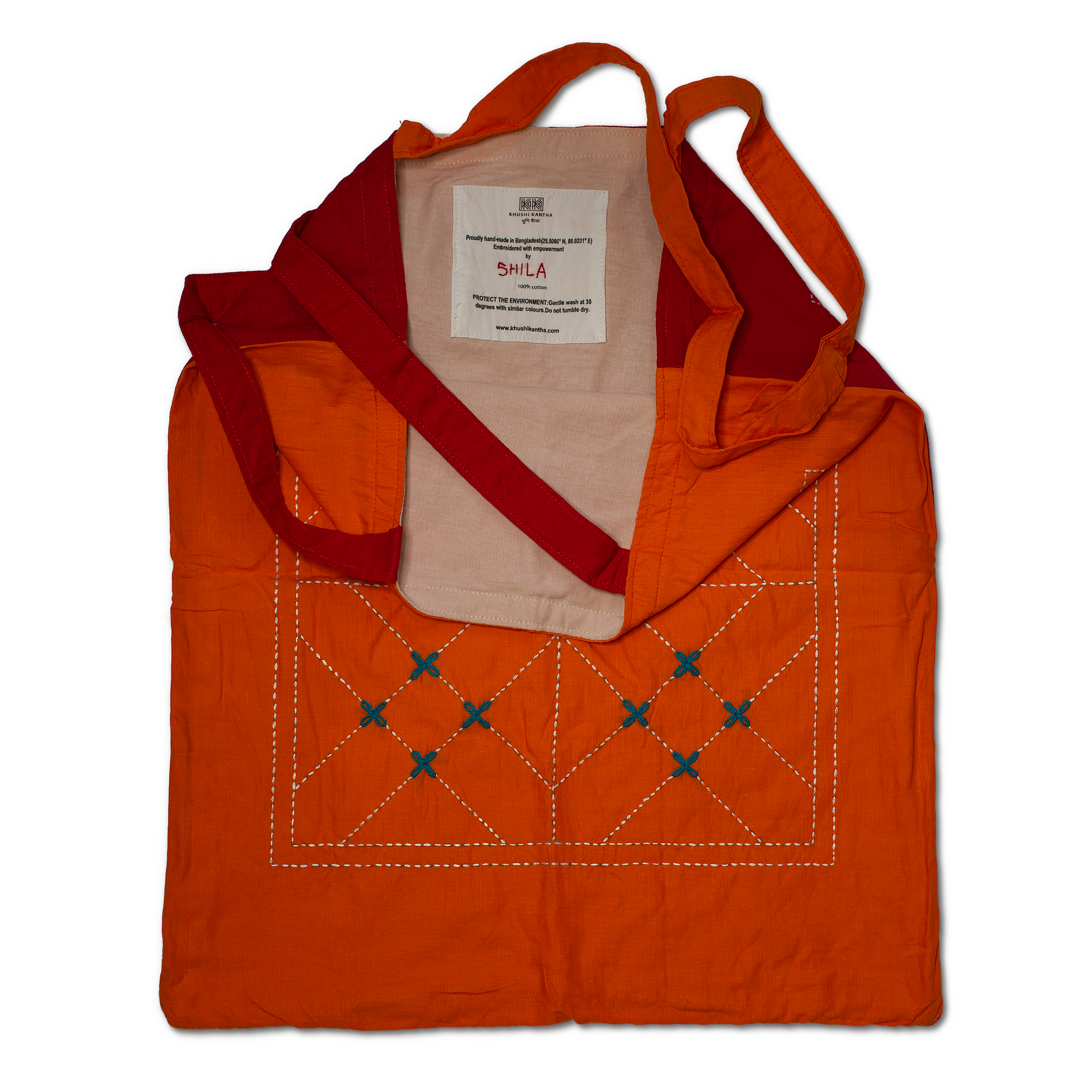 Tote Bags - Kurigram (geometric) Design - Sumi (Red) / Asif (Orange)