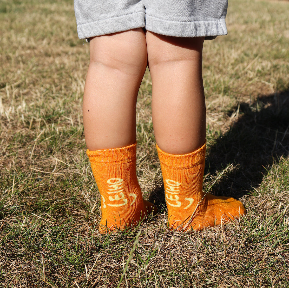 'mini Changemaker' Orange Smiley Toddler Bamboo Socks (age 2-4 Years)