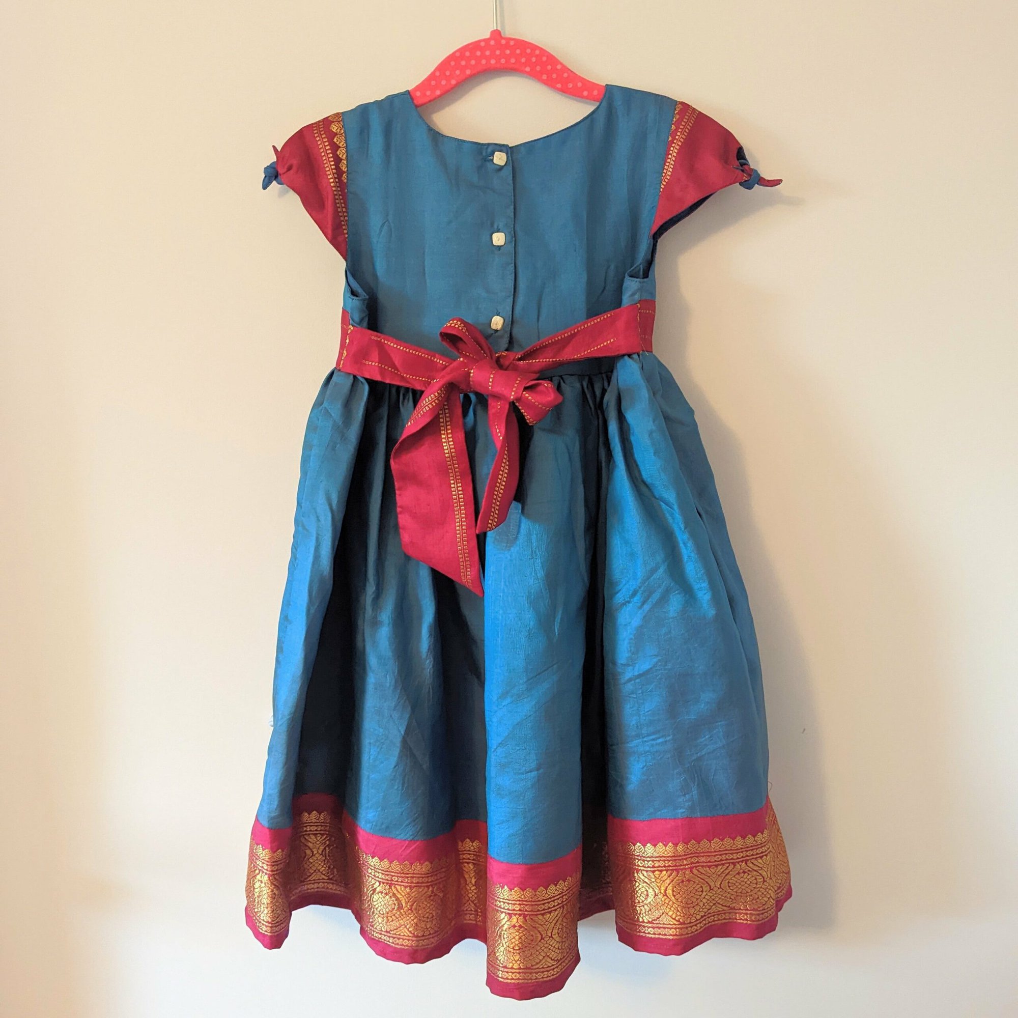 Silk Azure Party Dress For Girls 6-7 - 6-7