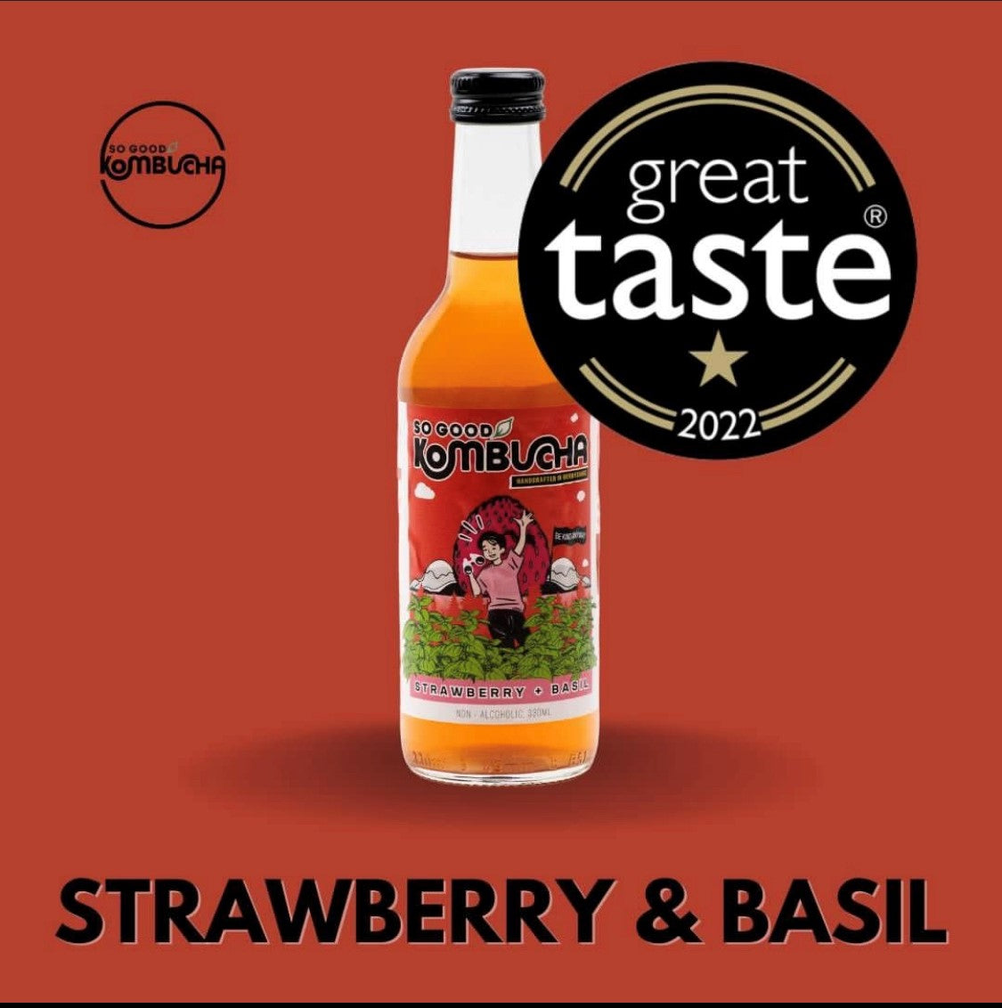 So Good Kombucha 12 Bottles Strawberry &amp; Basil