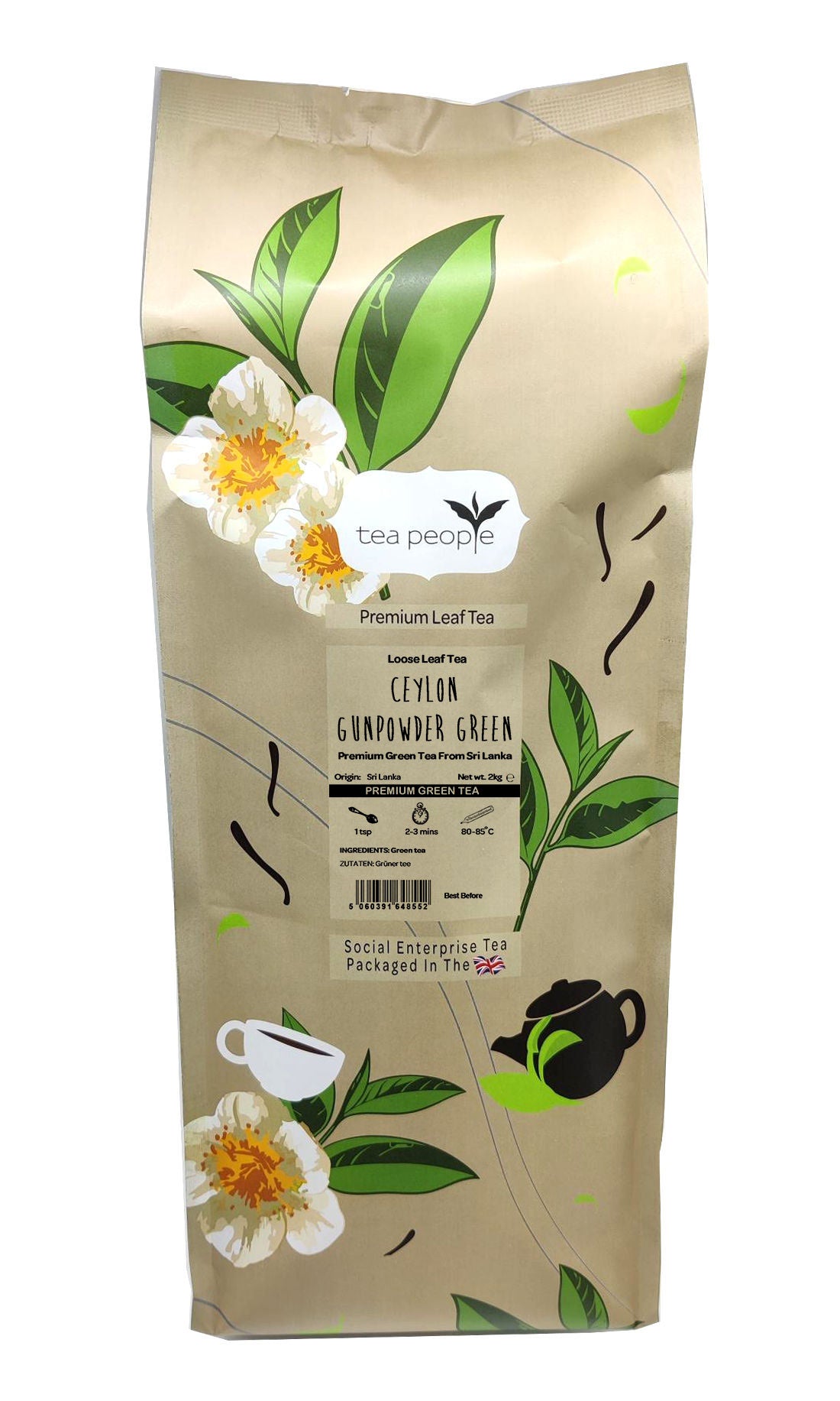 Ceylon Gunpowder Green - Loose Green Tea - 2kg Large Catering Pack