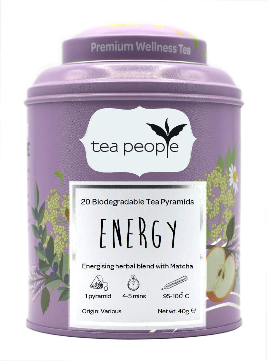Energy - Wellness Tea Pyramids - 20 Pyramid Tin Caddy