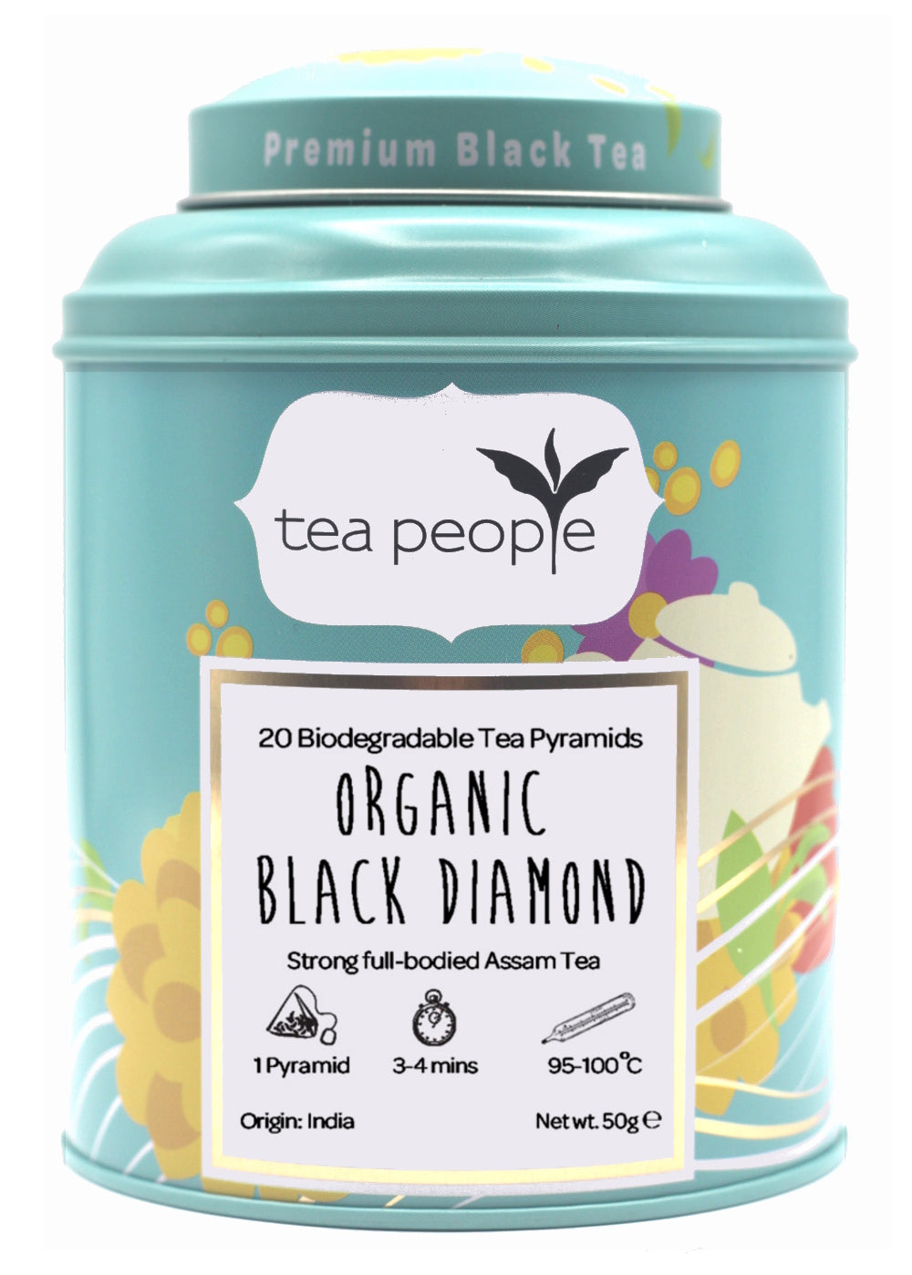 Organic Black Diamond - Black Tea Pyramids - 20 Pyramid Tin Caddy