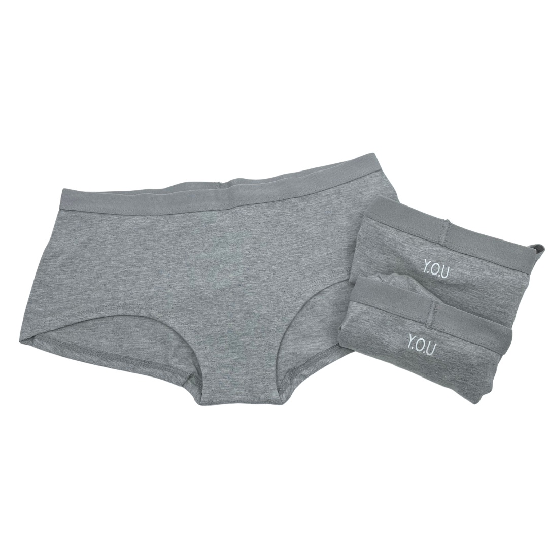 Women's organic cotton boy shorts - pack of 3 - Light Grey, 6