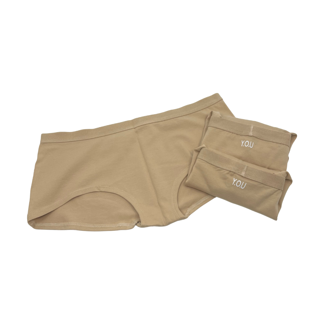 Women's organic cotton boy shorts - pack of 3 - Almond, 6