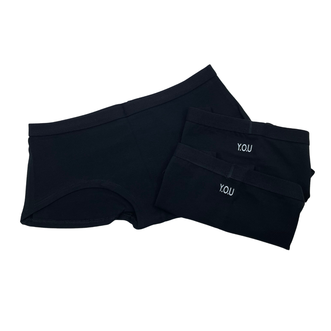 Women's organic cotton boy shorts - pack of 3 - Black, 6