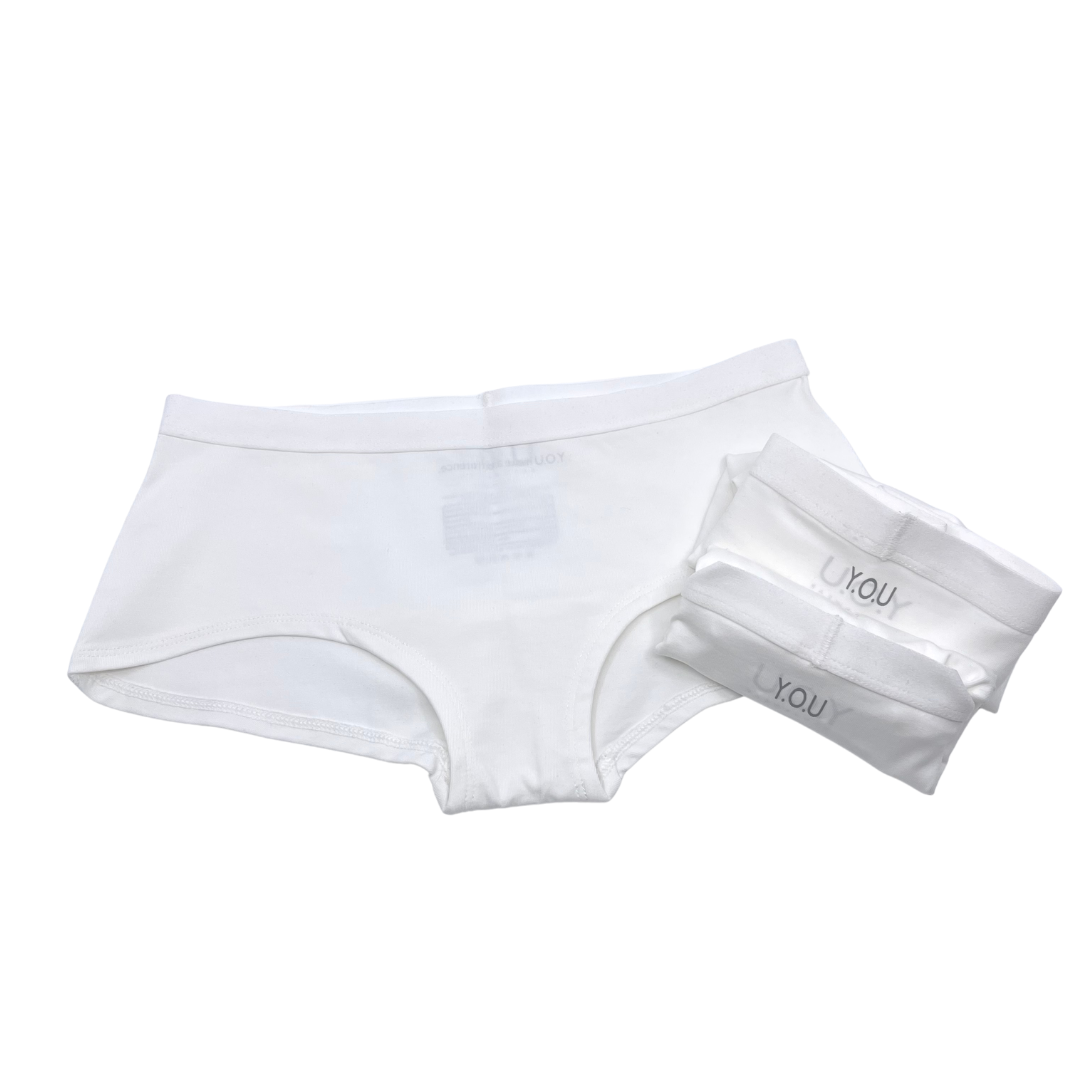 Women's organic cotton boy shorts - pack of 3 - White, 6