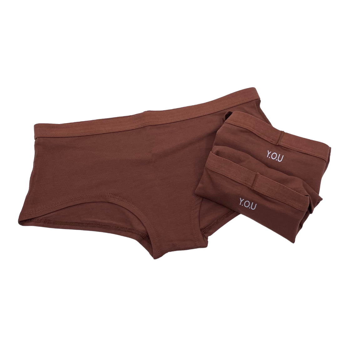 Women's organic cotton boy shorts - pack of 3 - Chestnut, 6