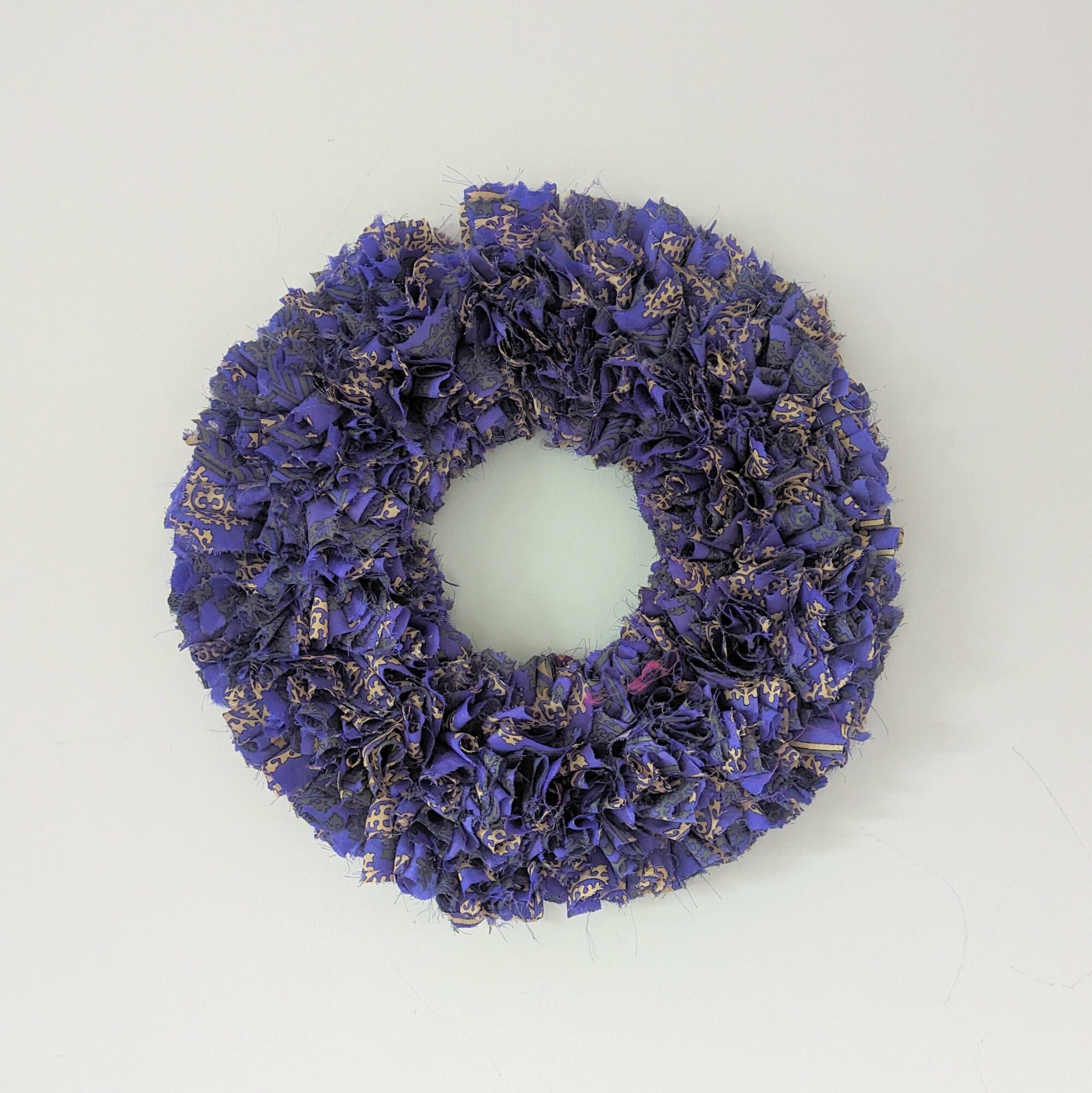 Handmade Upcycled Sari Rag Wreath - Rubina amethyst
