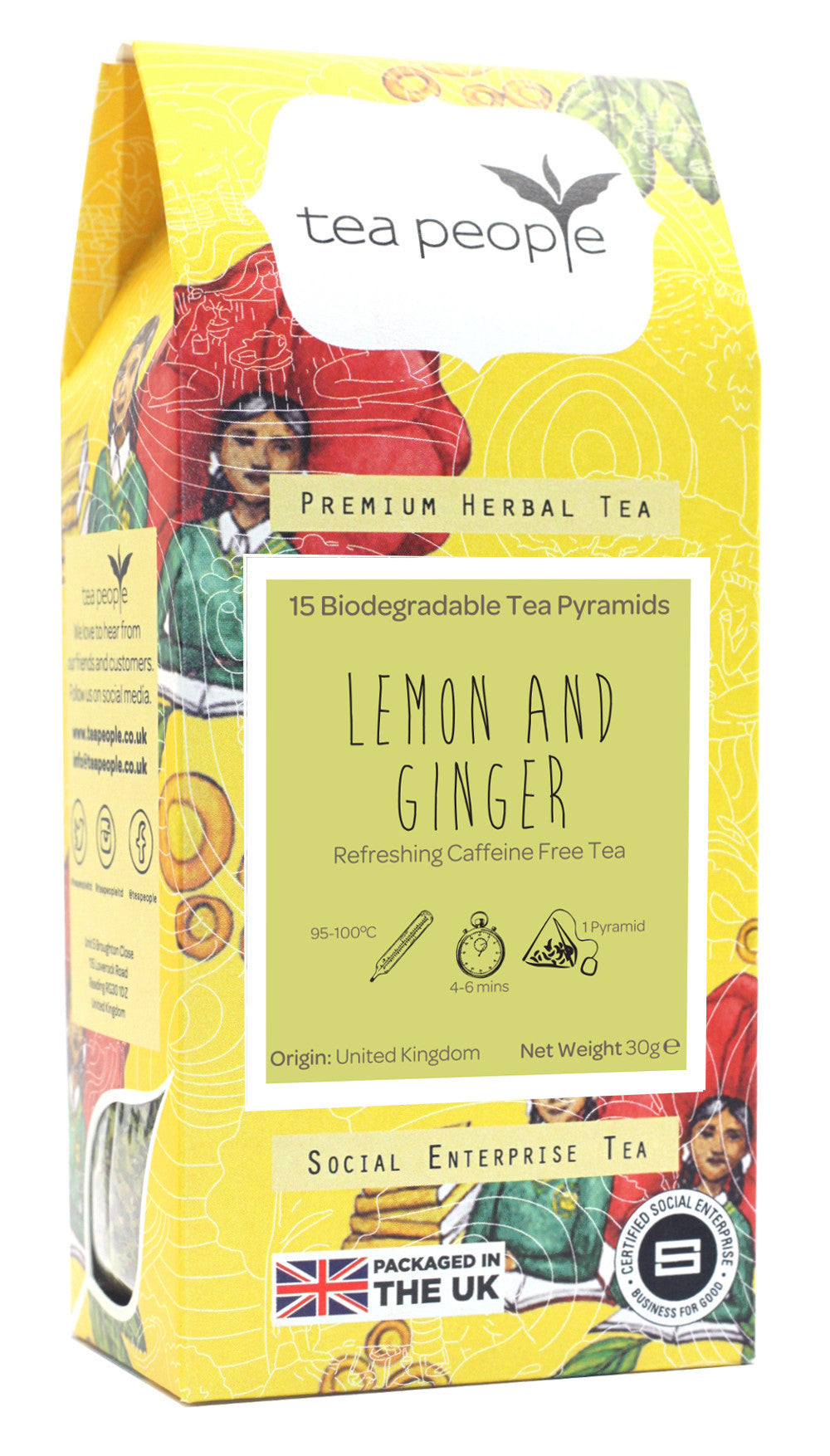 Lemon And Ginger - Herbal Tea Pyramids - 15 Pyramid Retail Pack