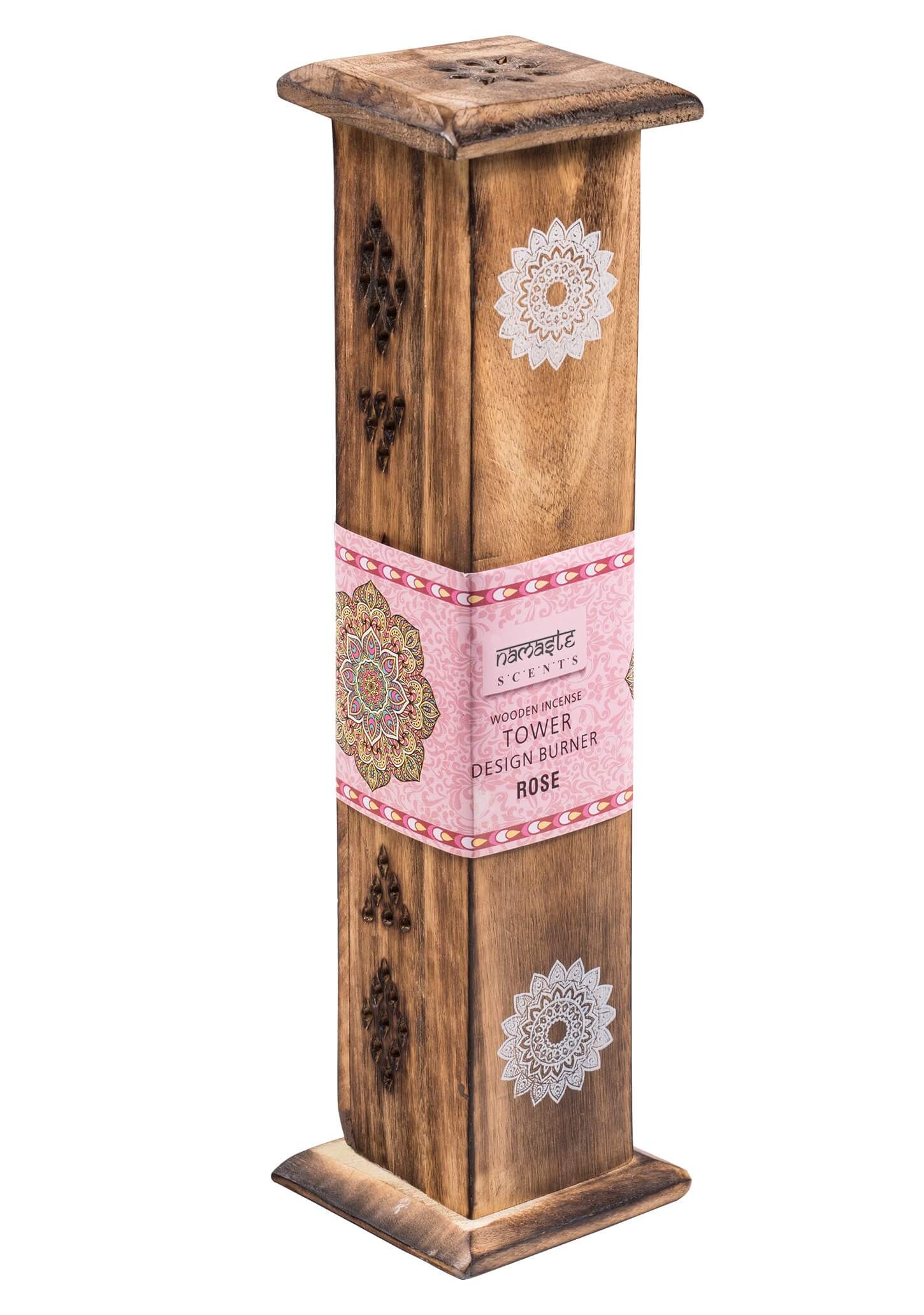 Mango Wood Incense Tower (with Incense) - rose