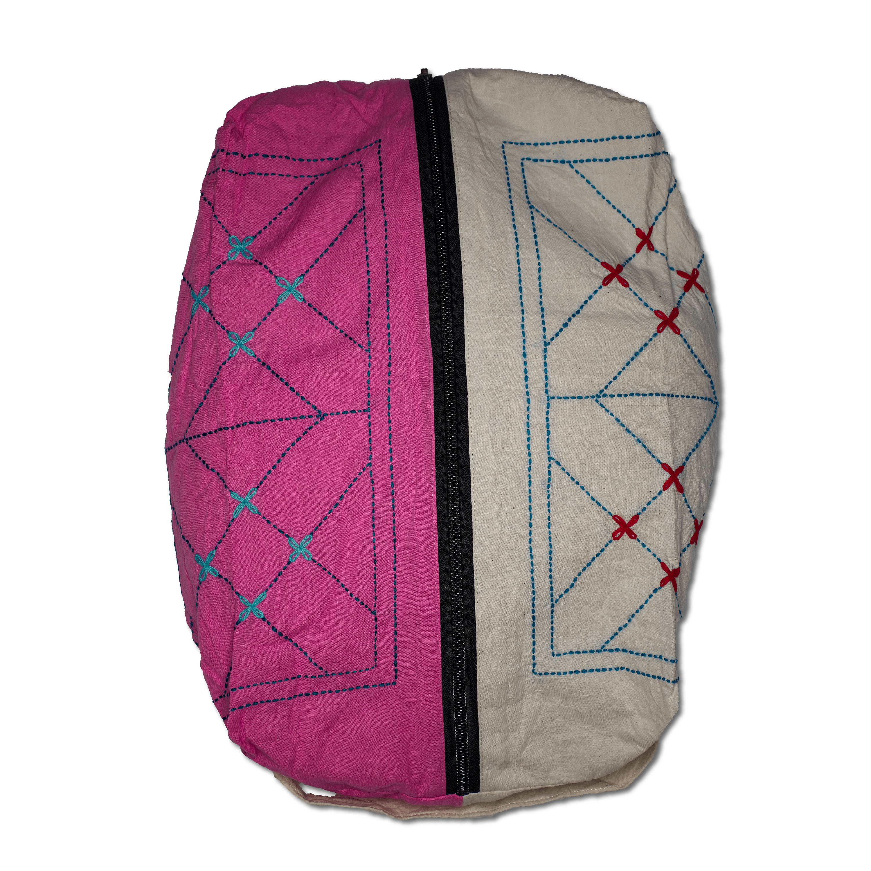 Pouch Bags - Kurigram (geometric) Design - Shopna (Pink) / Asfara (White)