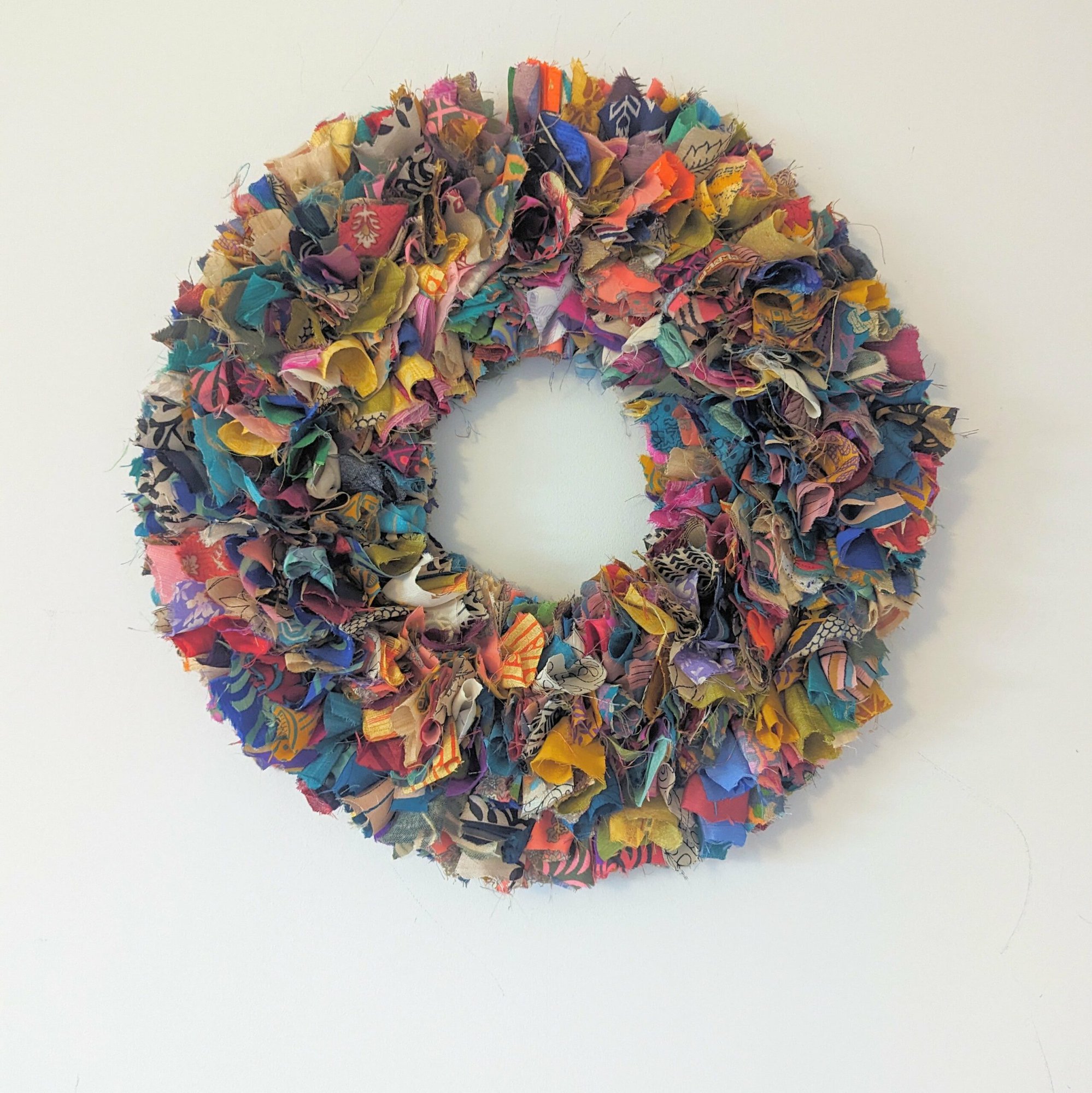Handmade Upcycled Sari Rag Wreath - Preeti Multi