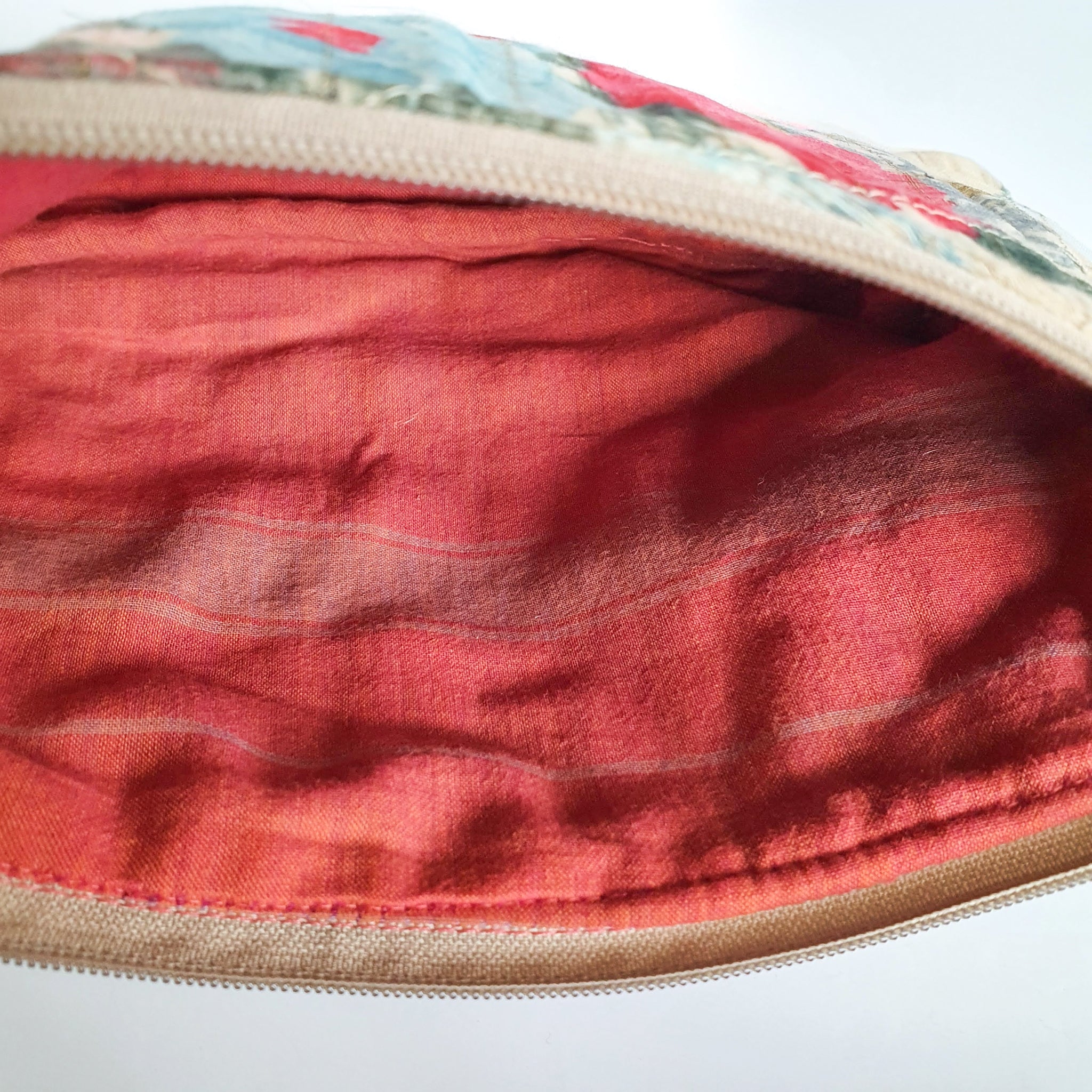 Flat Bottom Upcycled Sari Pouch