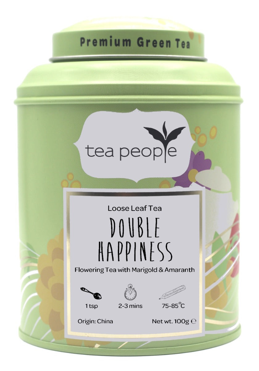 Double Happiness - Flowering Tea - 100g Tin Caddy