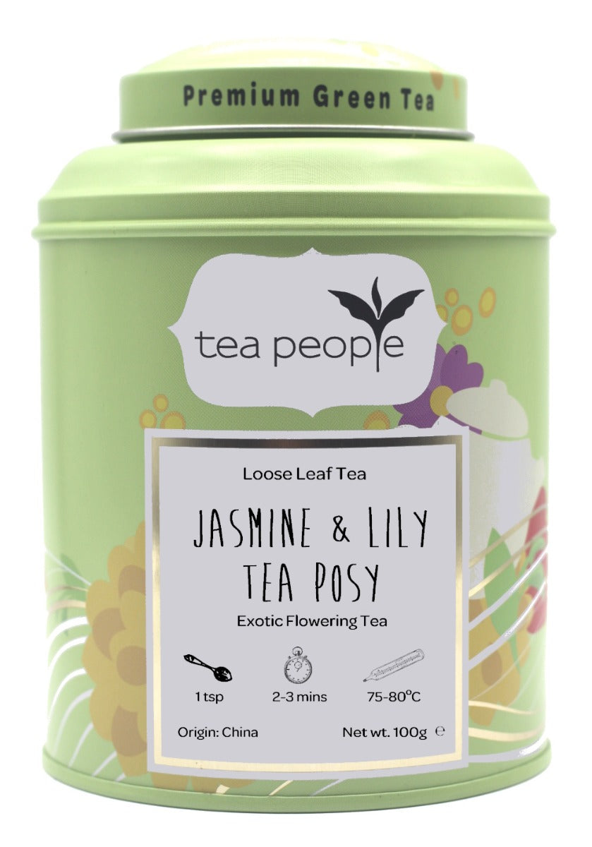 Jasmine And Lily Tea Posy- Flowering Tea - 100g Tin Caddy