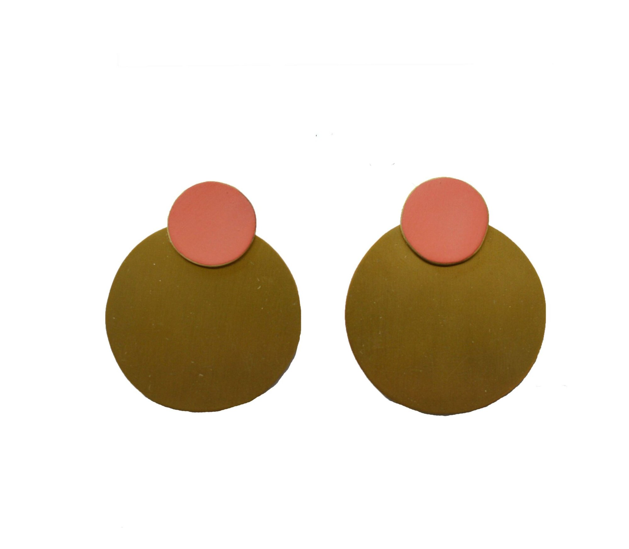 Lis Exclusive Coloured Round Statement Earrings - Coral