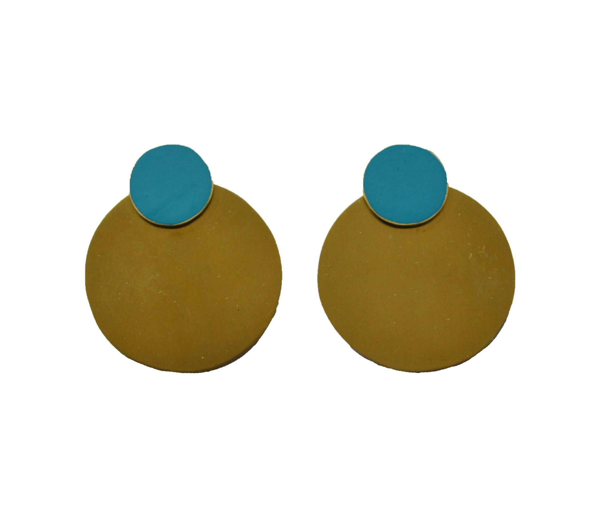 Lis Exclusive Coloured Round Statement Earrings - Teal