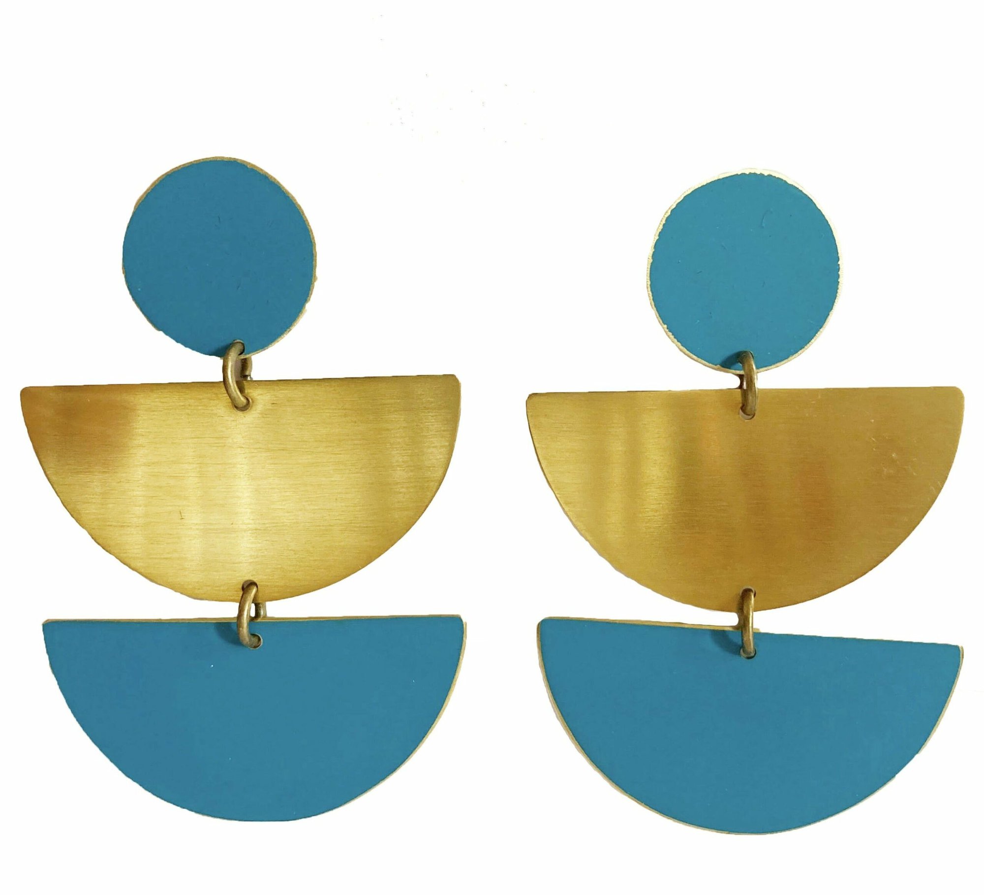 Lis Exclusive Coloured Semi-circle Statement Earrings - Teal