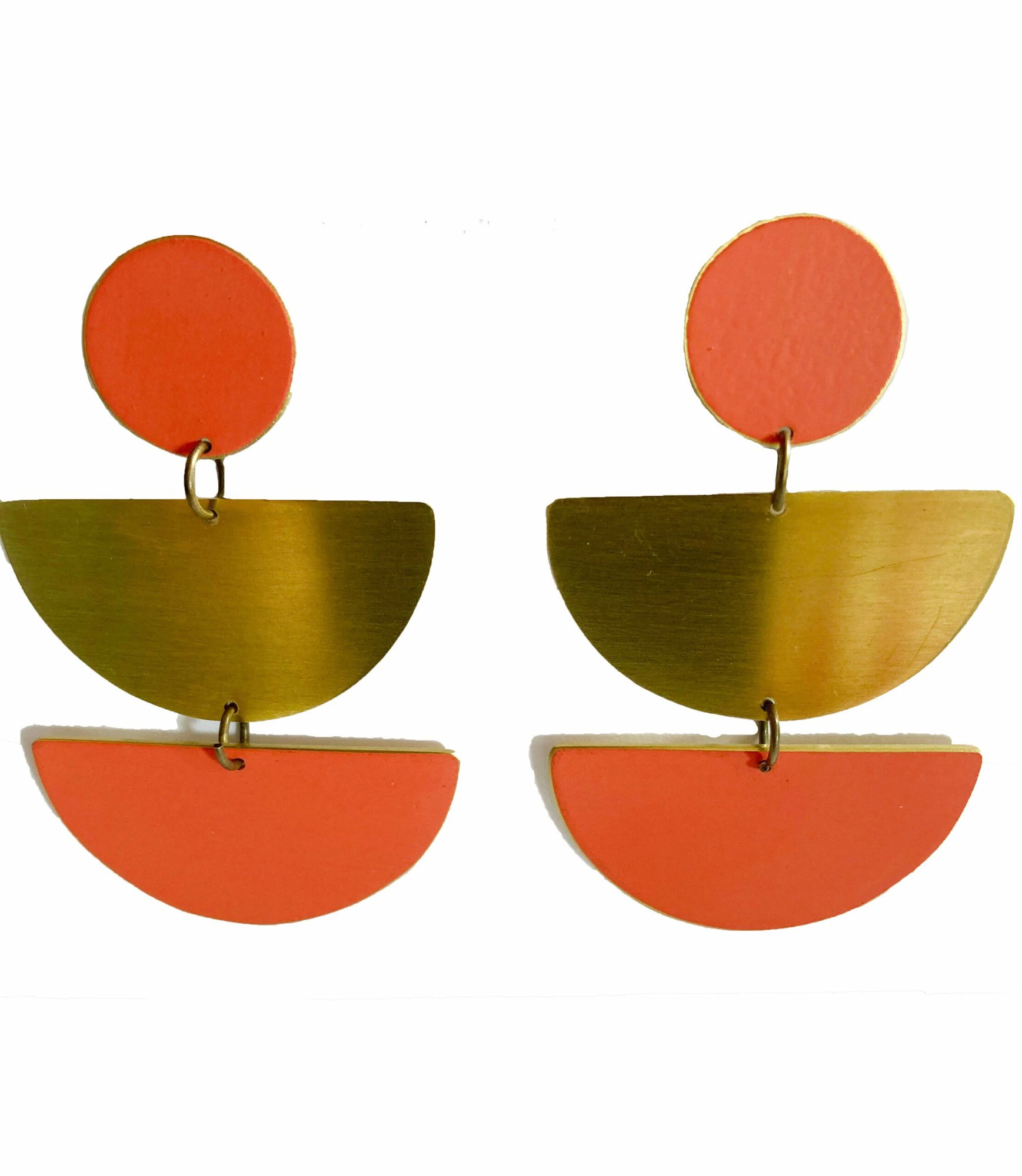 Lis Exclusive Coloured Semi-circle Statement Earrings - Coral