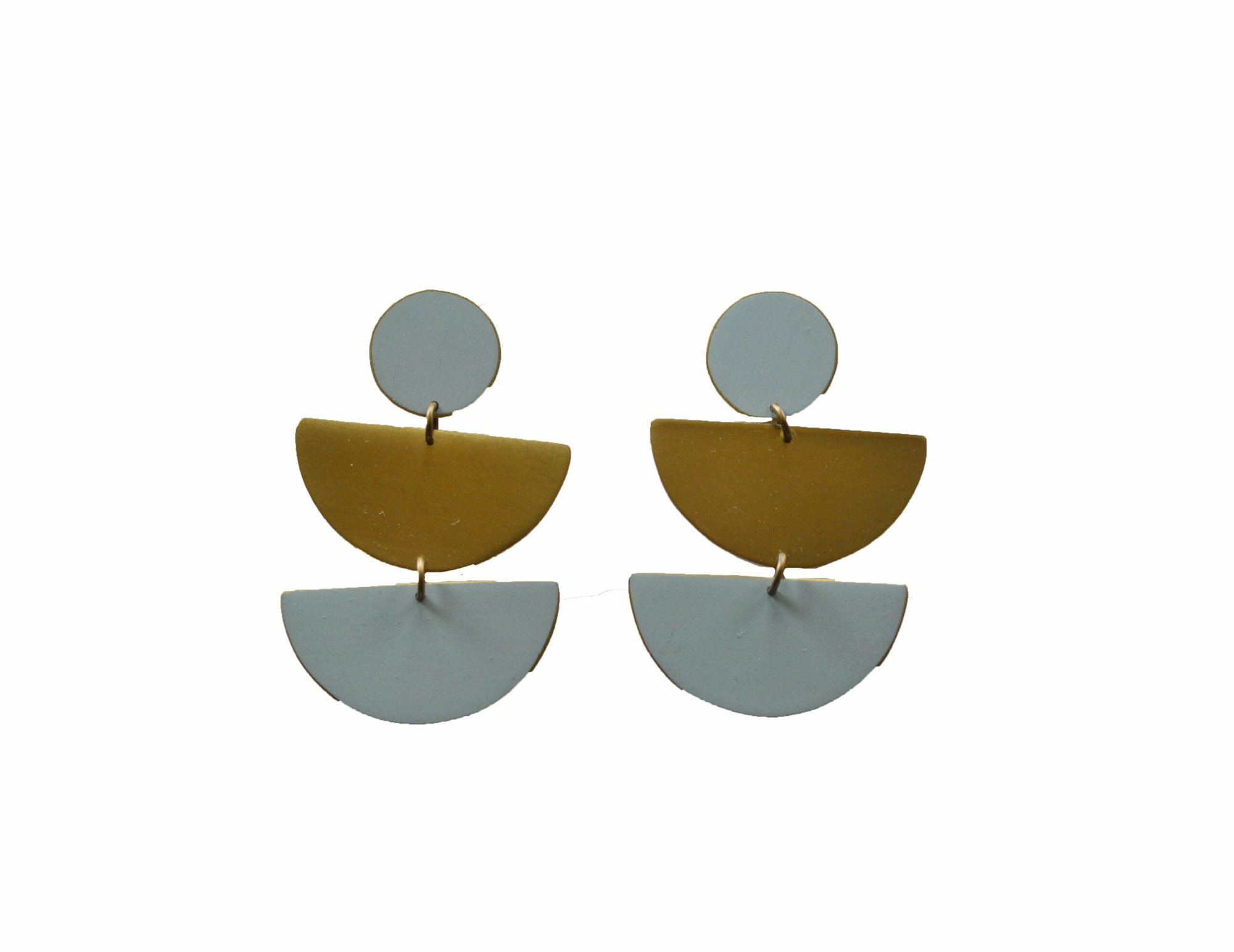 Lis Exclusive Coloured Semi-circle Statement Earrings - Light Blue