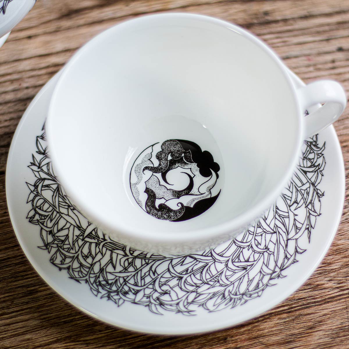 Rare Tea Bone China Leaf Teacup &amp; Saucer
