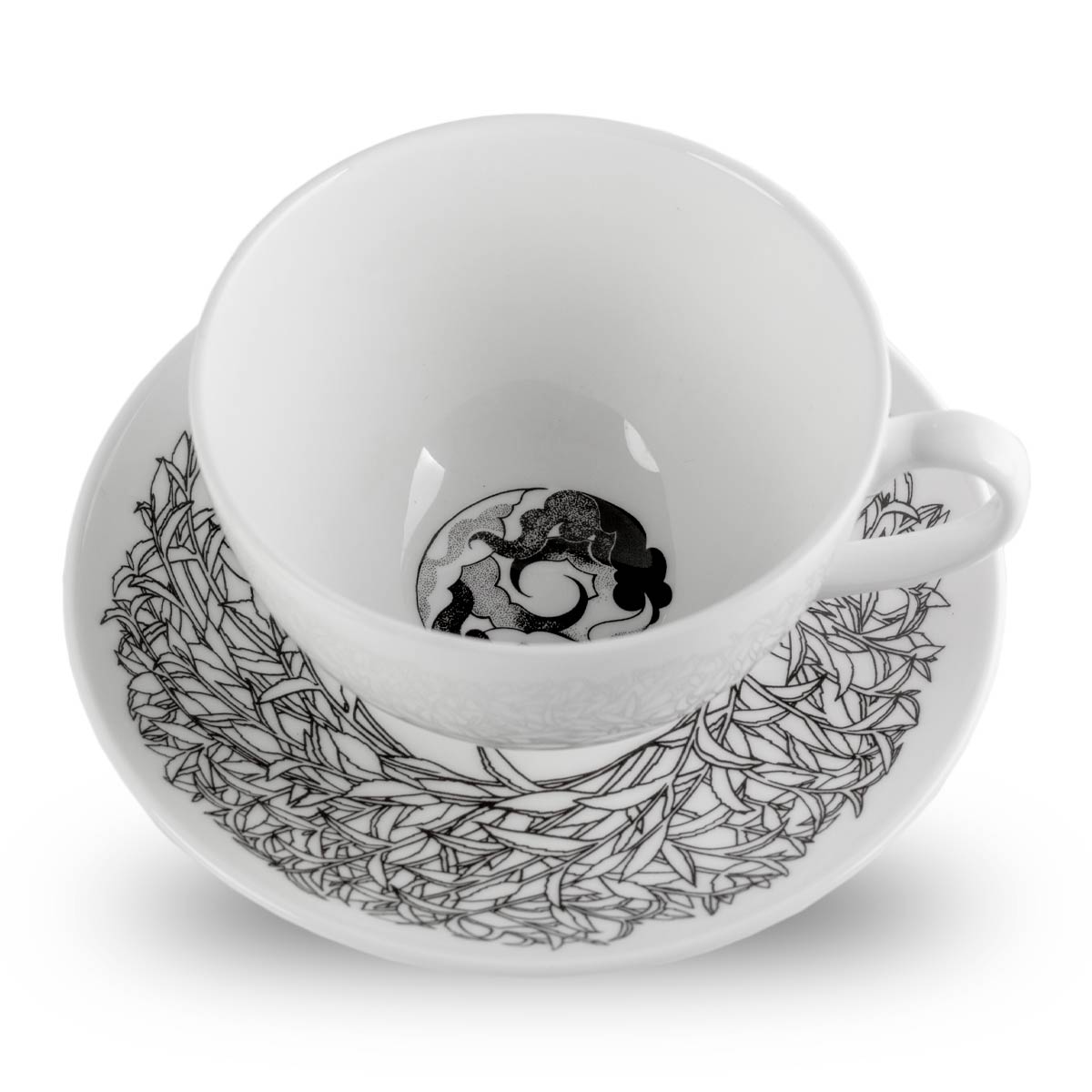 Rare Tea Bone China Leaf Teacup &amp; Saucer