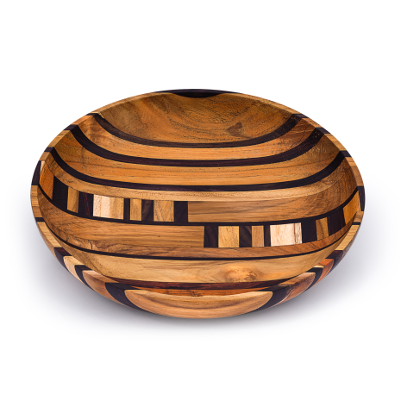 Artisan Upcycled End Grain Fruit Bowls (2 Patterns &amp; 2 Sizes Available) - B, Medium
