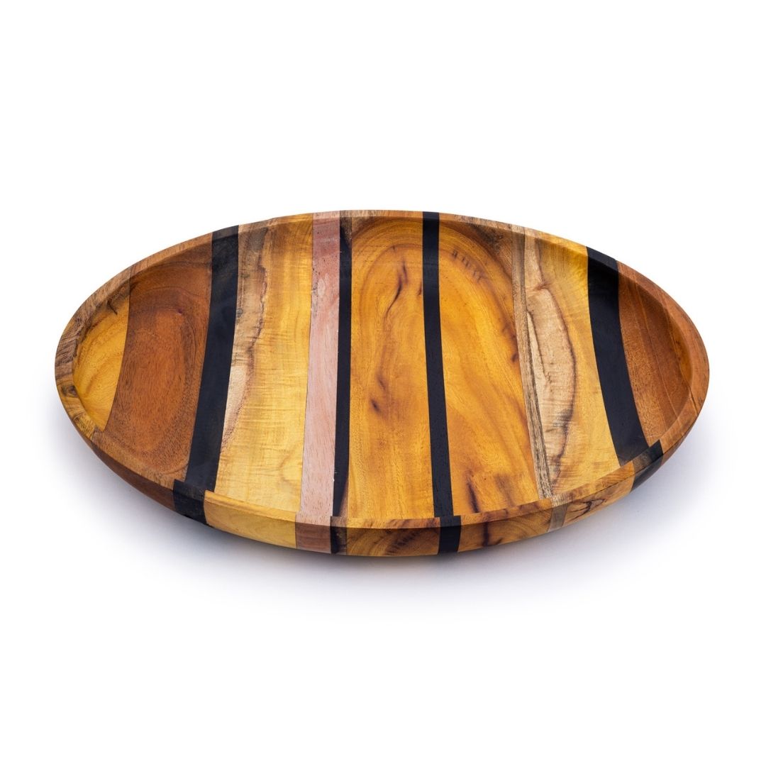Artisan Upcycled End Grain Fruit Bowls (2 Patterns &amp; 2 Sizes Available) - A, Large